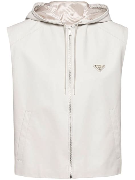 prada hooded vest|grayed Prada tank top.